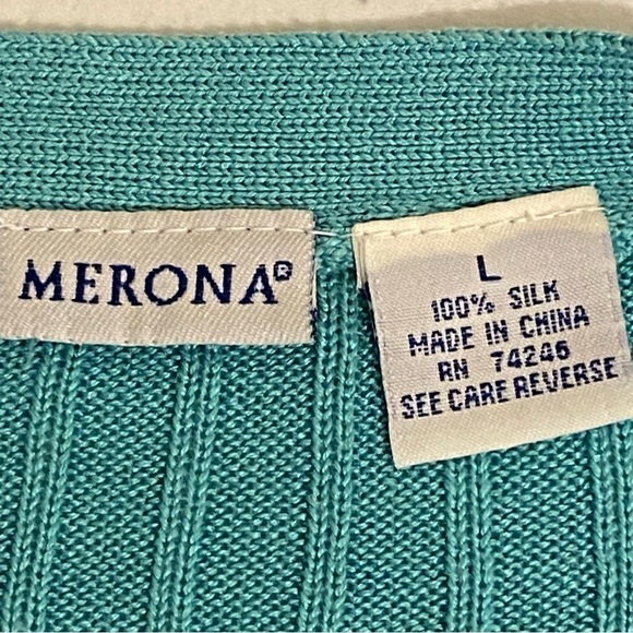 Merona Teal Size L Cardigan Sweater Front Button Long Sleeve Women's - Picture 5 of 6